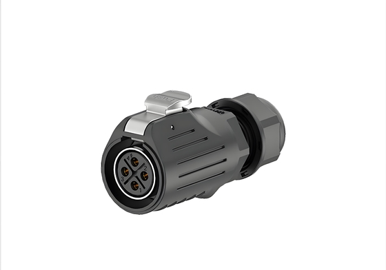 주문 LP20 4-Pin 20A Power Flange Mount Waterproof Connector  Full Plastic Wire Lock IP68 Rated 온라인 제조