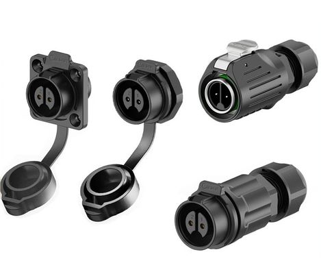 2 핀 LP 시리즈 방수 전원 연결 장치 IP68 PA66 20A 500V