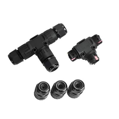Waterproof Circular Connector 3Pin T-Type 1In2Out Fast Wiring for Industrial Equipment